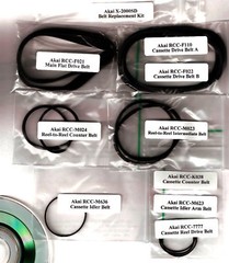 AKAI X-2000 S/SD Reel-2-Reel Belt kit (all 9 belts) + Service Manual on CD