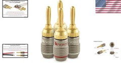 FanLock 24k Gold Plated Banana Plugs – 10-18 AWG, Quick Connect for Hi-Fi Audio