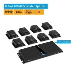 gofanco 1080p 1×8 8 Port HDMI Extender Splitter Over CAT5e/CAT6/CAT7