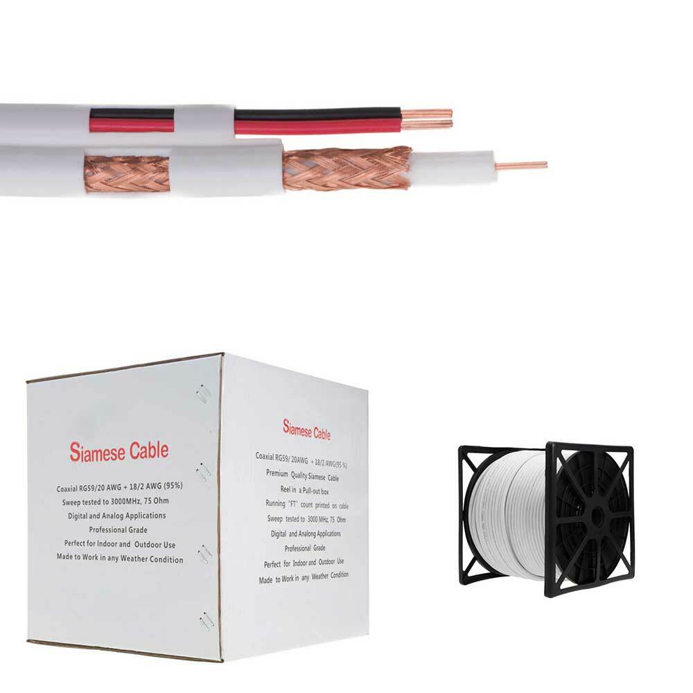 Siamese RG59 Coaxial Cable 18/2 20AWG CCTV Video & Power 250ft/500ft/1000ft