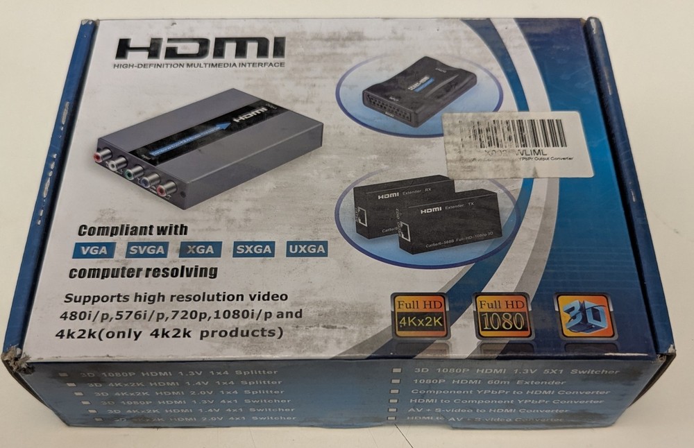 HDMI to Component Scaler, 1080P HDMI to YPbPr, RGB 5RCA Scaler Converter
