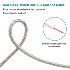 Dual CB Antenna Coax Cable 18FT Low Loss RG8X Stranded CoPhase 3 PL259