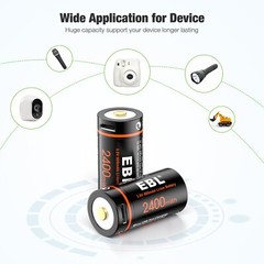 4x EBL RCR123 CR123A CR123 Batteries 3V Lithium Li-ion USB Rechargeable w/Cable