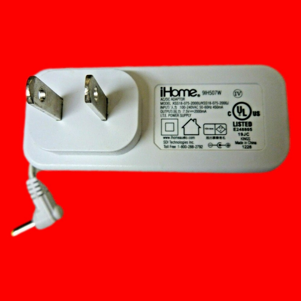 iHome 9IH507B KSS18–075-2000U / KSS18-075-2000J Power Supply 7.5V 2000mA
