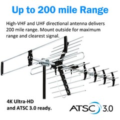 Digital OTA Antenna Outdoor Attic or Roof Mount TV Antenna with Pole
