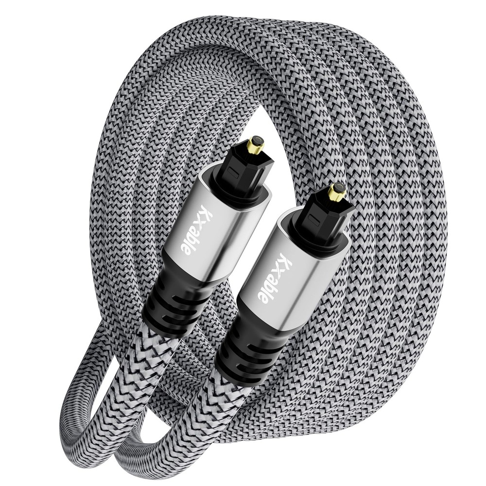 Kxable Optical Audio Cable 20 FT, Digital Cable, Toslink 20FT, Grey