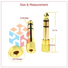 6.3mm 1/4″ Male plug to 3.5mm 1/8″ Female Jack Stereo Headphone Audio Adapter