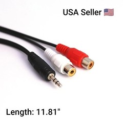 3.5mm AUX Stereo to 2 RCA Female Audio Y Cable Adapter Cord MP3 iPod Music AV