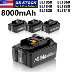 4 Pack 8.0Ah 18V For Makita LXT Lithium-Ion BL1830B BL1830 BL1860B Tool Battery