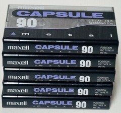 Lot of 5 – Maxell Capsule 90 – Metal Cassette Tape – IEC Type IV – New Sealed