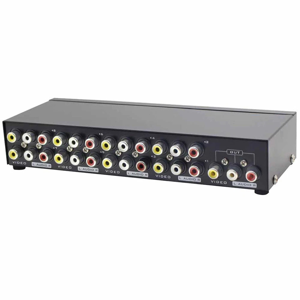 E-SDS 8-Way AV Switch RCA Switcher 8 in 1 Out Composite Video L/R Audio Selector