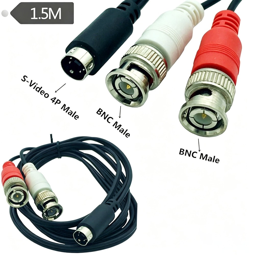 S-Video 4Pin Male ‘Y’ cable 4-Pin S-VHS Male to Two BNC Male Connectors