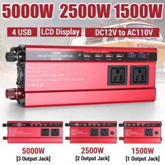 5000W Inversor de corriente DC 12V 24V a AC 110V 120V Convertidor con 3 AC 4 USB