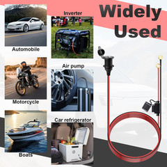 10 FT 12V Fixed Thread Power Outlet, 12V Female Cigarette Lighter Socket, 12 AWG