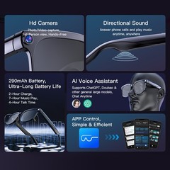 COLMi C-M02S Smart Glasses HD Camera Bluetooth Audio Video Ray-Ban Meta Alt iOS
