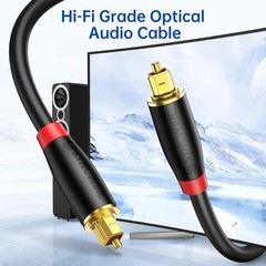 3.3 FT Heavy Duty Optical Digital Audio Cable Male to Male Fiber 24K Gold-Plated