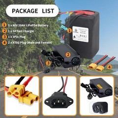 48V 20Ah Ebike Lithium LiFePO4 Battery for Scooter Electric Bike Motor 40A BMS
