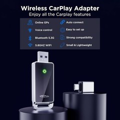 Wireless CarPlay BY967D Plug and Play No Latency Wired to Wireless 2.4 & 5.8GHZ
