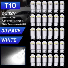 30x T10 LED License Plate Interior Light Bulbs Super White 194 168 2825 6500K