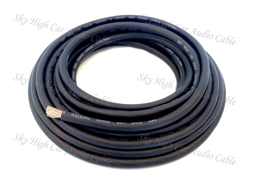 25 ft 8 Gauge AWG BLACK Power Ground Wire Sky High Car Audio GA feet