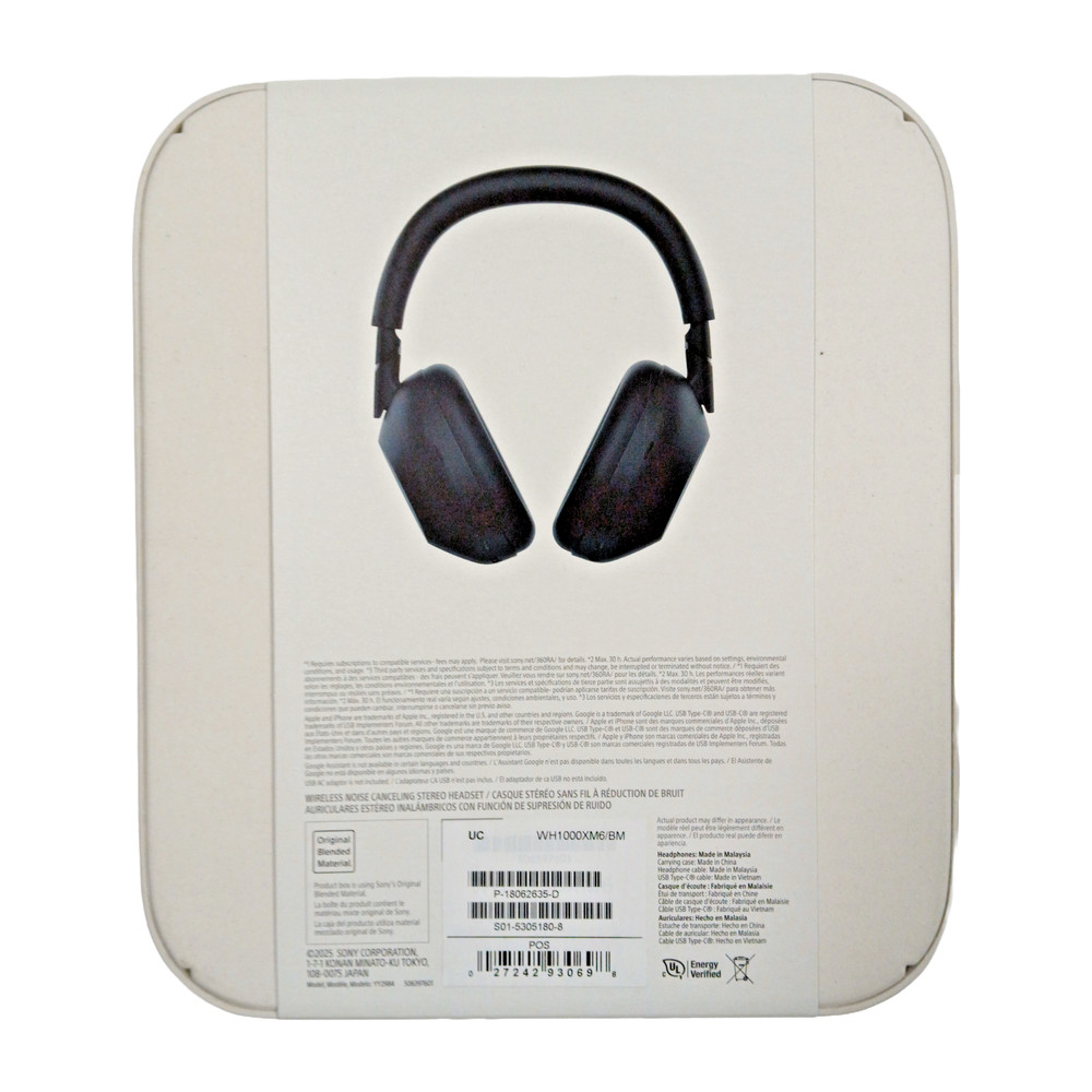 Sony WH-1000XM6 Over-Ear Wireless Noise Canceling Headphones Black WH1000XM6/BM