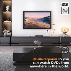 Region Free DVD Player with 1080p HDMI Upscaling, Compact Multi-Format CD/DVD…