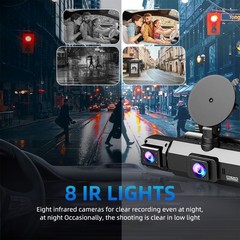 360° 4 Channel 1080P HD Car Dash Cam Front and Rear Inside Left Right + Camera