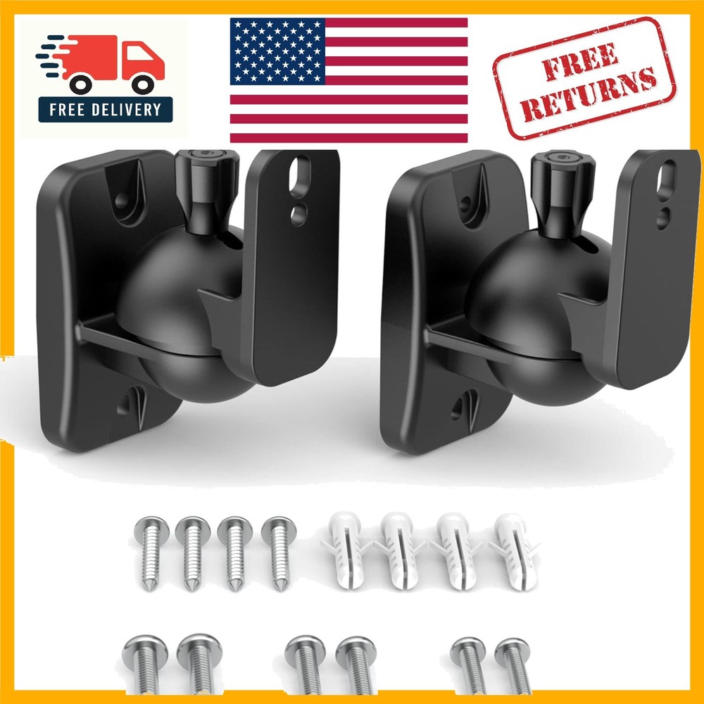 Durable ABS Speaker Wall Mounts with Adjustable Angles – 8 lbs Support, Black
