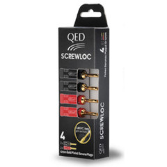 QED QE1880 SCREWLOC ABS 24k Gold Plated 4mm Banana Plugs, (Pack of 4)