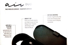 AIR DUO 2 In 1 Speaker + Earbuds, Bluetooth, Black, Up To 40 Hours Playtime. NEW