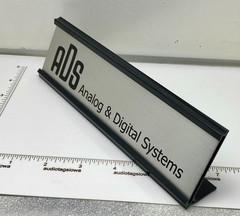 ADS Speakers Early Logo Desk Sign Custom Made Aluminum Reversible Black / Silver