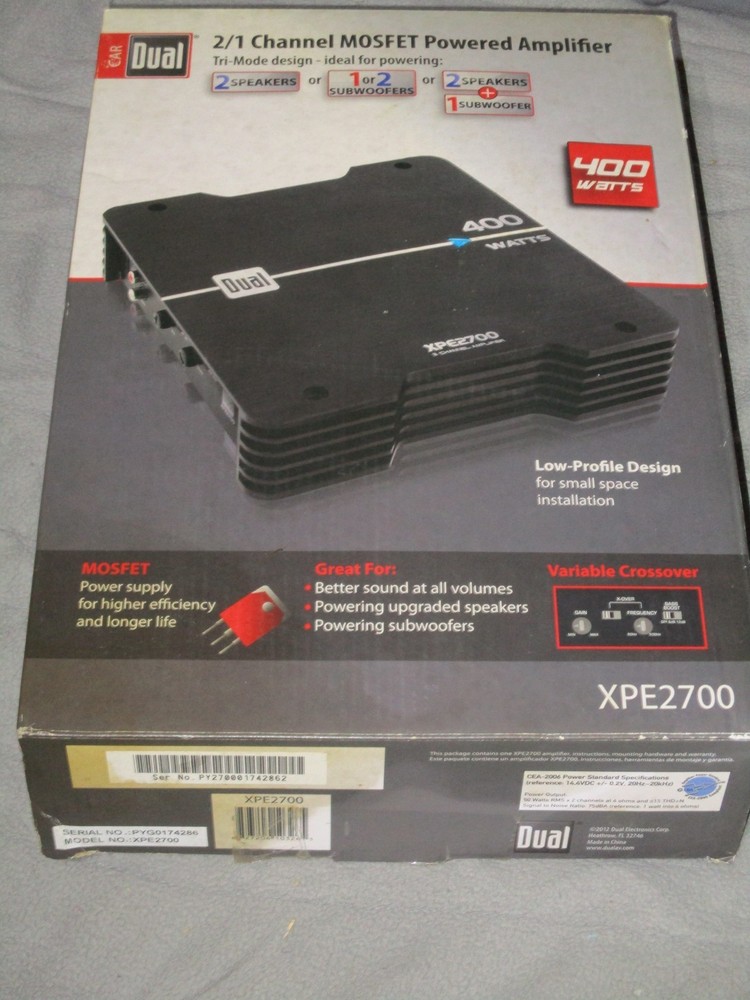 New Opened Box Dual Electronics XPE2700 400W Dynamic Peak Power Car Amplifier