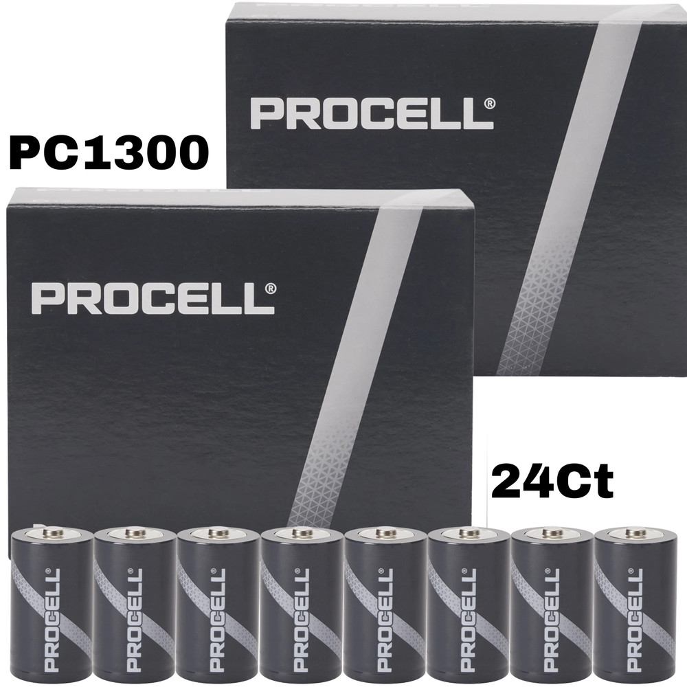Duracell Procell PC1300 D-cell 1.5V Alkaline Button Long Shelf Life 10Years 24Ct