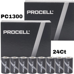 Duracell Procell PC1300 D-cell 1.5V Alkaline Button Long Shelf Life 10Years 24Ct