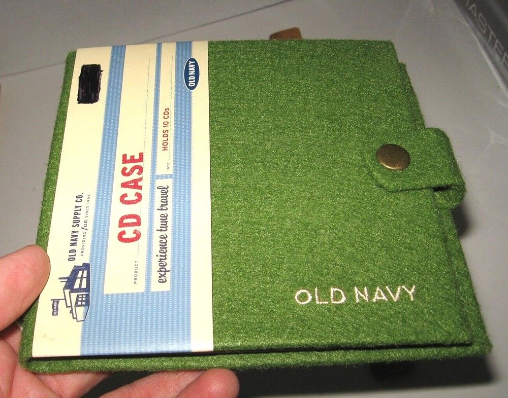 OLD NAVY CD Case 10 Disc Holder dvd game astro turf? textured green cover NOS