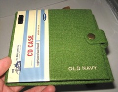 OLD NAVY CD Case 10 Disc Holder dvd game astro turf? textured green cover NOS