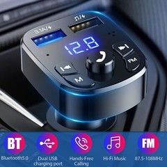 Bluetooth 5.0 Car Wireless FM Transmitter Adapter 2USB PD Charger AUX Hands lot