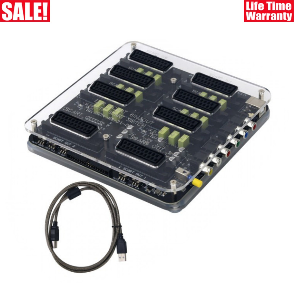 New SCART 6-IN 3-OUT Automatic Distributor with USB Cable Automatic Switcher
