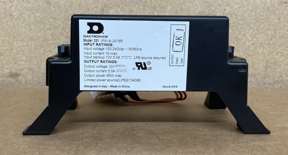 Daktronics Model 321 -P/N A-2476R Power supply 65W max, AA25980L, (LPS)E134098