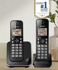 Panasonic KX-TGC352B Cordless Phone 2 Handset DECT 6.0 Call Block Black Call ID