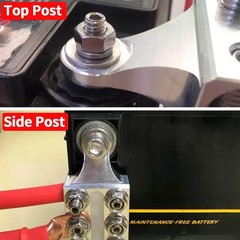 12-Way 10AWG Up to 4/0 AWG Gauge Battery Terminal Connectors, Top Post Silver