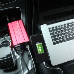 500W Car Power Inverter DC 12V to AC 110V 120V Converter With 2USB 2Sockets Red