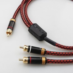 Single RCA Male to 2-RCA Male Gold-Plated Splitter Cable