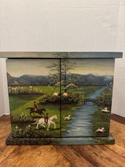 Hand Painted Hunt Scene CD Cabinet + 32 CDs (Mariah Carey, Santana,George Jones