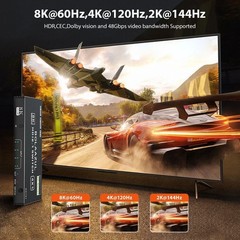 4 Port 8K HDMI 2.1 Switch 4 in 1 out 4K 120Hz HDR HDMI 2.1 Switcher 4X1 HDCP 2.3