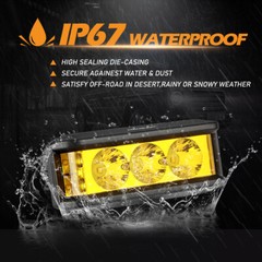 AUXBEAM 5″ LED Work Light Bar Spot Pods Fog Driving Amber Lamp for Jeep Ford 4″