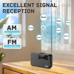 Portable Radio AM FM, Transistor Radio, Plug in Wall or Battery Operated Radio