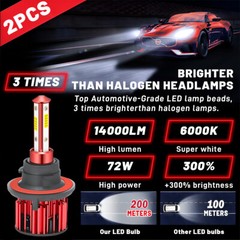 For GMC Yukon 2007-2014 – 6000K White LED Headlight Hi/Lo Beam Fog Light Bulbs