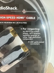 High Speed HDMI Cable 6 ft (1.82M) Gold Plated 24K Connectors Radio Shack(22E48)