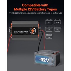 12V 60A DC to DC Charger Battery Charger 750W for Lead-Acid and Lithium AGM GEL